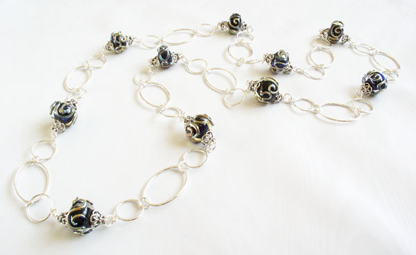 Metallic Swirls Long Chain Necklace