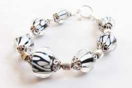 0106.7B Silvered Ivory and Black Bracelet