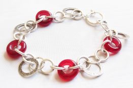 0106.7F Ruby Red Donut Hoopy Chain Bracelet