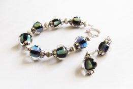 118-ab-black-blue-striped-bracelet-and-earrings-set