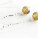 Shiny Swirl Apple Green Blown Glass Dangle Earrings