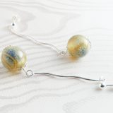 Shiny Swirl Apple Green Blown Glass Dangle Earrings - Image 3