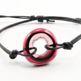 Black Pink Rings Double Strand Knotted Bracelet