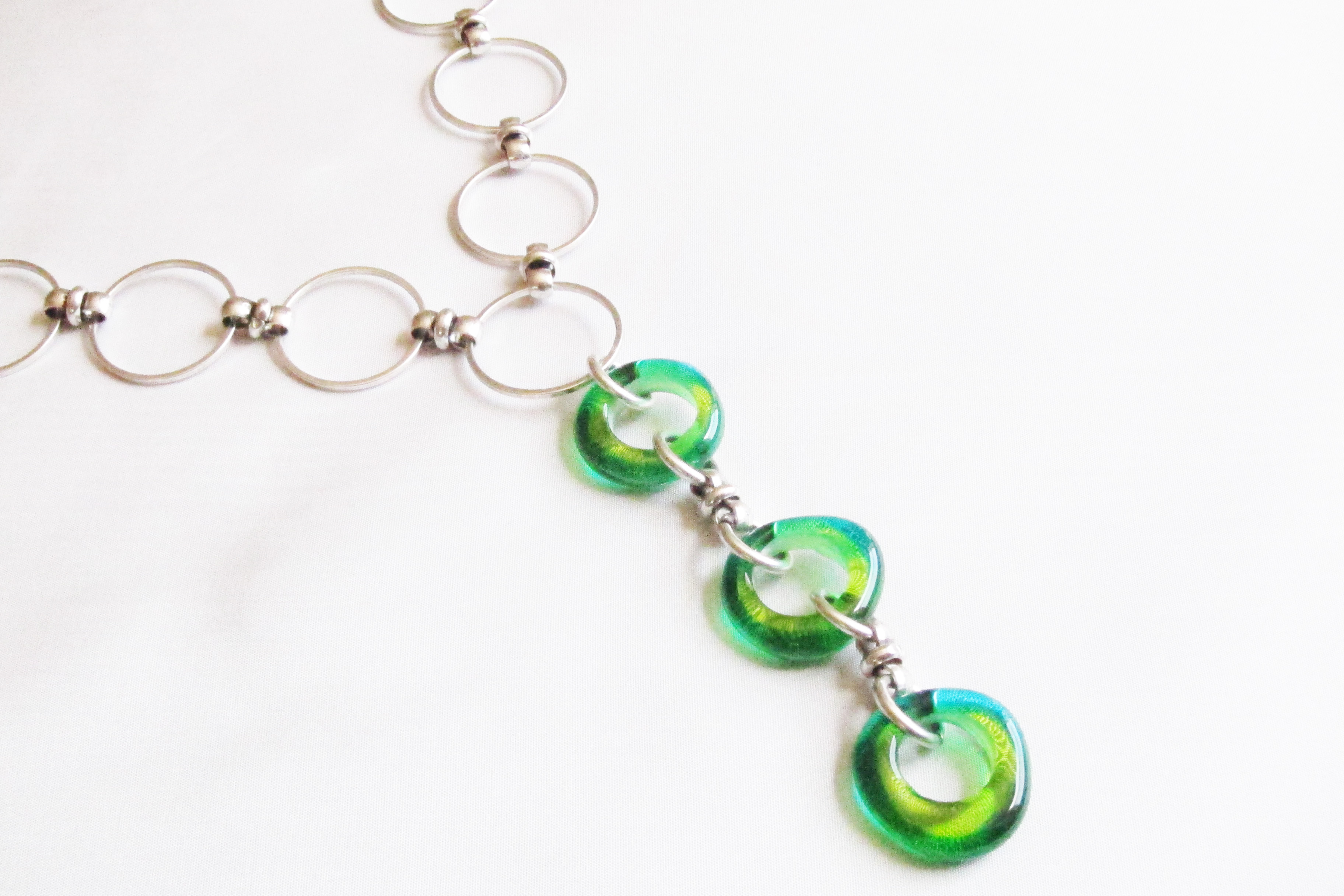 Green and Teal Donut Necklace