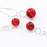 Black Lace on Red Silver Links Pendant - Image 2