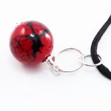 Black Lace on Red Silver Links Pendant - Image 3