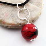 Black Lace on Red Silver Links Pendant - Image 4