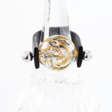 Glass Bead Ring: Crystal Black Orange Vortex - Image 3