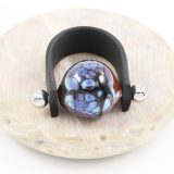 Glass Bead Ring: Amber Blue Metallic Lace - Image 2