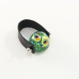 Glass Bead Ring: Peacock Petroleum Green