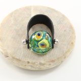 Glass Bead Ring: Peacock Petroleum Green - Image 2