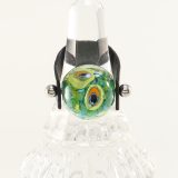 Glass Bead Ring: Peacock Petroleum Green - Image 3
