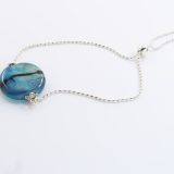 Shiny Teal Disc Bead Slide Bracelet