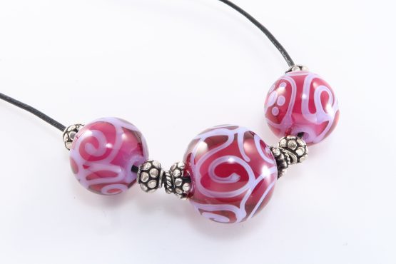 Leather Cord Necklace: Raspberry Swirl - Image 3