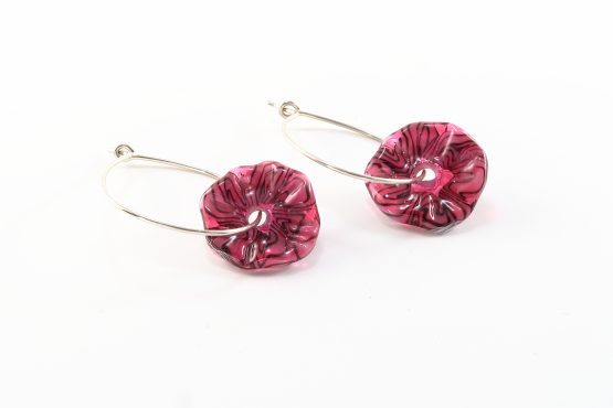 Teardrop Raspberry Ruffle Earrings