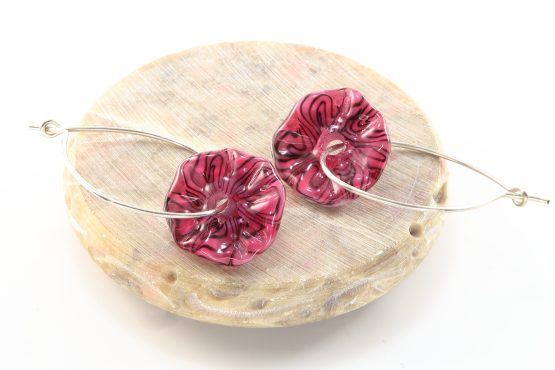 Teardrop Raspberry Ruffle Earrings - Image 4