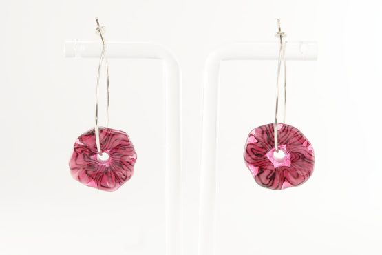 Teardrop Raspberry Ruffle Earrings - Image 2