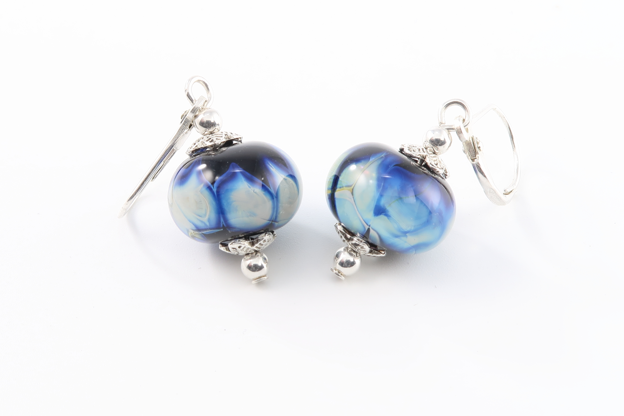 Drop Earrings: Light Blue Flame - Image 3