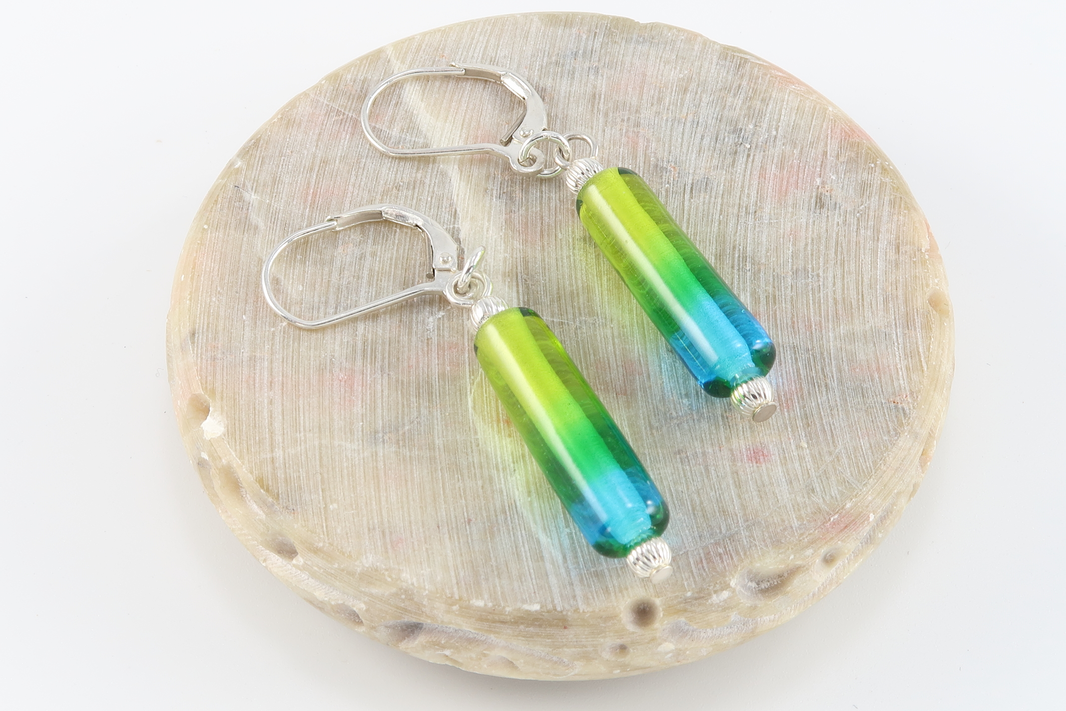 Dangles: Green Aqua Barrel Fade - Image 3