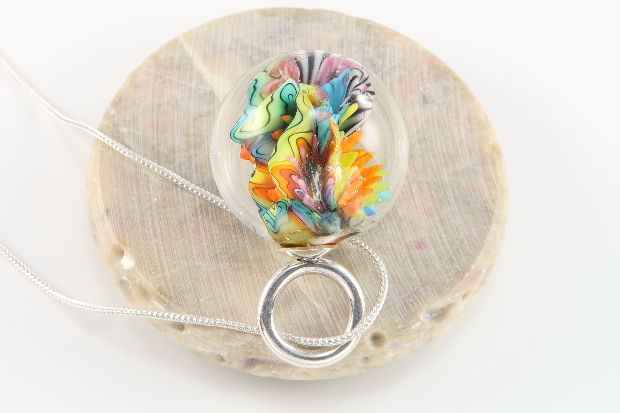 Marble Pendant: Rainbow Dots and Twists - Image 3