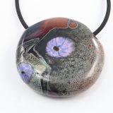 Black Taupe Lace Murrini Blown Glass Pendant on Rubber Cord - Image 4