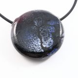 Pink and Blue Lace Blown Glass Pendant on Rubber Cord - Image 4