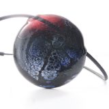 Pink and Blue Lace Blown Glass Pendant on Rubber Cord - Image 3