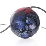 Pink and Blue Lace Blown Glass Pendant on Rubber Cord