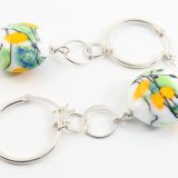 Saffron Discs on Silver Links Dangle Earrings - Image 4