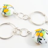 Saffron Discs on Silver Links Dangle Earrings - Image 3