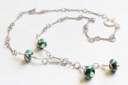 7006 Teal Peacock Chain Necklace