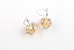 7032 Gold Swirl Crystal Leverback Drop Earrings