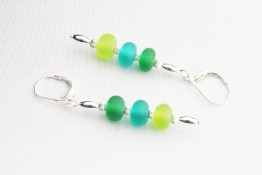 7120 Green-Teal-Grass Green Moroccan Leverback Dangle Earrings