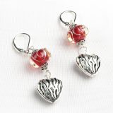 Ruby Metallic Swirl Flame Heart Earrings - Image 4
