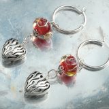 Ruby Metallic Swirl Flame Heart Earrings - Image 6