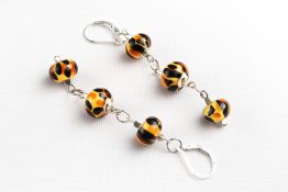7175 Bad Kitty Cheetah Glass Bead Dangle Earrings