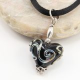 Metallic Swirl Black Gold Heart Pendant