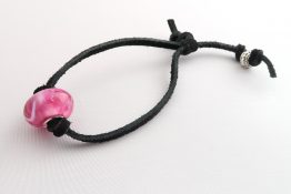 8013 Pink Silver Core Knotted Suede Bracelet