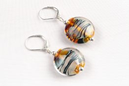 8044 2 Glass Spider Legs Disc Bead Earrings