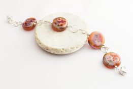 8077 RS Clio Coral Flower Tab Bracelet