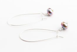 8094 Long Kidney Wire Shiny Rose Gold Drop Earrings