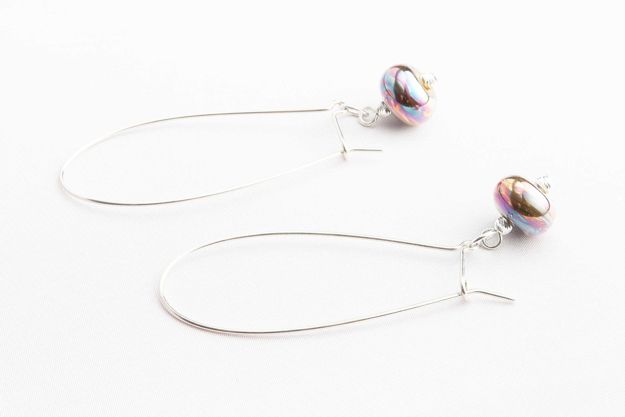 Long Kidney Wire Shiny Rosy Gold Drop Earrings – Bad Kitty Glass