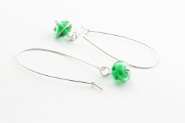 8104 Interchangeable Long Kidney Wire Emerald Swirl Drop Earrings