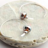Shiny Rose Gold Hammered Hoops (textured silver beads) - Image 2