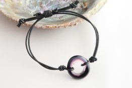 8155 AB Purple Donut Double Strand Knotted Leather Bracelet