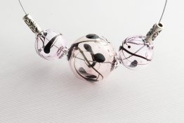 8165 Jackson Pale Purple Triple Blown Glass Hollow Bead Floating Wire Necklace