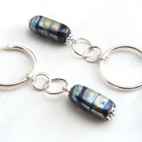 Royal Blue Vertical Metallic Wrap Earrings