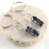 Royal Blue Vertical Metallic Wrap Earrings - Image 3