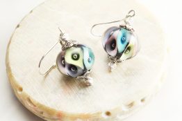 9025 RS Plunge Dot Lavender Aqua Green Drop Earrings