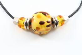 9085 Bad Kitty Cheetah Leather Cord Necklace
